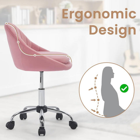 Rootz Office Chair - Velvet Chair - Swivel Chair - Ergonomic Chair - Height Adjustable - 52cm x (72-82)cm x 52cm - Suitable for Home & Office
