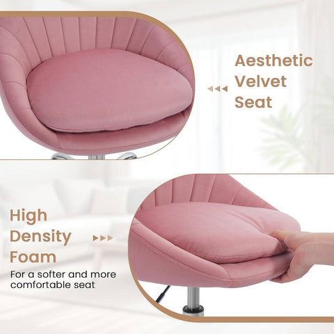 Rootz Office Chair - Velvet Chair - Swivel Chair - Ergonomic Chair - Height Adjustable - 52cm x (72-82)cm x 52cm - Suitable for Home & Office