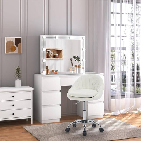 Rootz Ergonomic Office Chair - Velvet Desk Chair - Swivel Computer Chair - Double Cushion - Height Adjustable - 52cm x (72-82cm) x 52cm - Pink/Grey/Beige