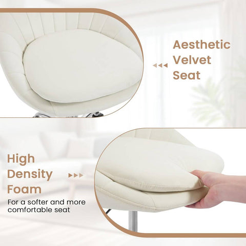 Rootz Ergonomic Office Chair - Velvet Desk Chair - Swivel Computer Chair - Double Cushion - Height Adjustable - 52cm x (72-82cm) x 52cm - Pink/Grey/Beige