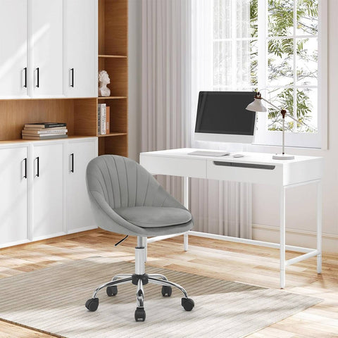 Rootz Ergonomic Office Chair - Makeup Chair - Desk Chair - Comfort & Style - Grey Velvet - 52 x (72-82) x 52 cm
