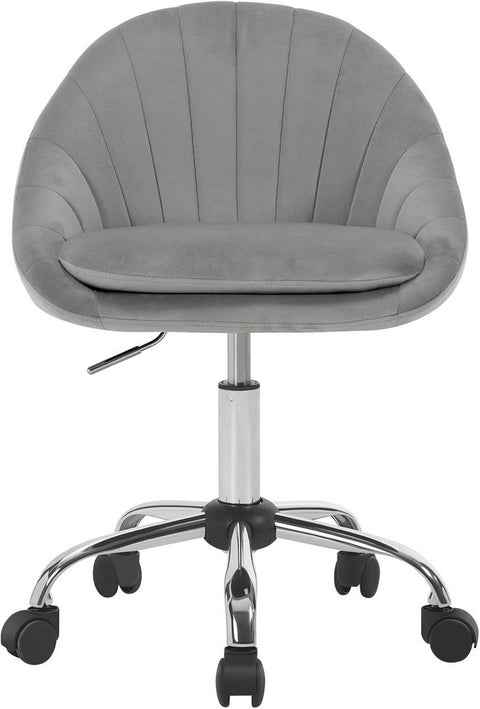 Rootz Ergonomic Office Chair - Makeup Chair - Desk Chair - Comfort & Style - Grey Velvet - 52 x (72-82) x 52 cm