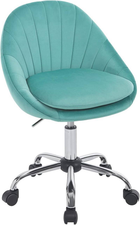 Rootz Ergonomic Office Chair - Makeup Chair - Desk Seating - 150kg Capacity - Velvet Comfort - Blue- 52cm x (72-82)cm x 52cm