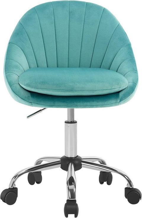 Rootz Ergonomic Office Chair - Makeup Chair - Desk Seating - 150kg Capacity - Velvet Comfort - Blue- 52cm x (72-82)cm x 52cm