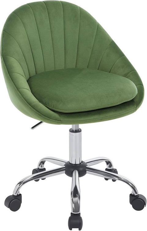 Rootz Ergonomic Office Chair - Makeup Chair - Desk Chair - Supports 150 kg - Velvet Comfort - Dimensions 52 x (72-82) x 52 cm - Stylish Green