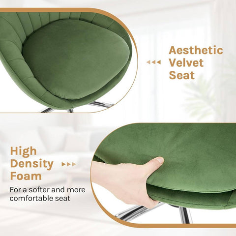 Rootz Ergonomic Office Chair - Makeup Chair - Desk Chair - Supports 150 kg - Velvet Comfort - Dimensions 52 x (72-82) x 52 cm - Stylish Green