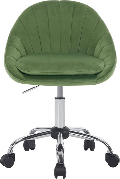 Rootz Ergonomic Office Chair - Makeup Chair - Desk Chair - Supports 150 kg - Velvet Comfort - Dimensions 52 x (72-82) x 52 cm - Stylish Green