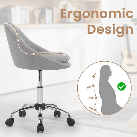Rootz Ergonomic Office Chair - Modern Desk Chair - Double Padding - Height Adjustable - 52cm x (72-82)cm x 52cm - Gray