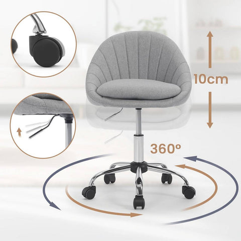 Rootz Ergonomic Office Chair - Modern Desk Chair - Double Padding - Height Adjustable - 52cm x (72-82)cm x 52cm - Gray