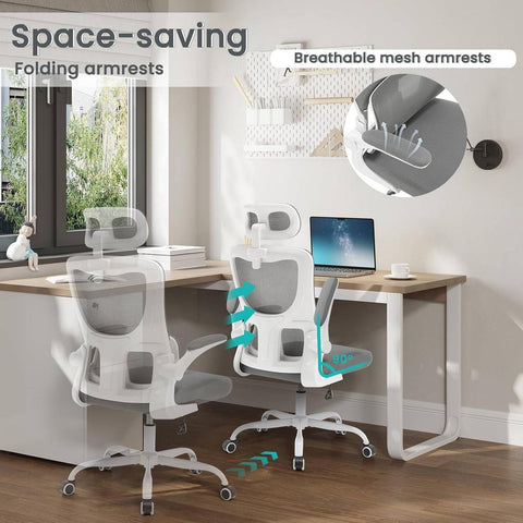 Rootz Ergonomic Office Chair - Desk Chair - Swivel Chair - Elastic Mesh - Lumbar Support - 62cm x (116-123.5)cm x 69.5cm