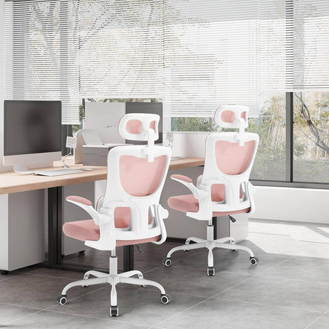 Rootz Ergonomic Office Chair - Mesh Swivel Chair - Computer Chair - Lumbar Support - Adjustable Headrest - 62cm x 116-123.5cm x 69.5cm