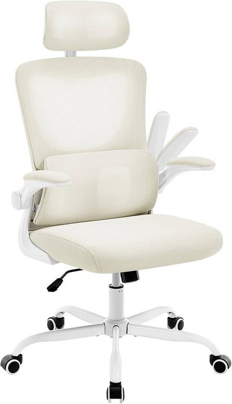 Rootz Office Chair Ergonomic - Desk Chair - Height Adjustable - Spinal Support - White- 62 x (116-123.5) x 69.5cm
