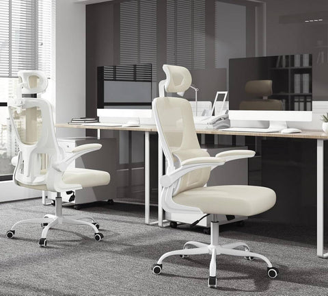 Rootz Office Chair Ergonomic - Desk Chair - Height Adjustable - Spinal Support - White- 62 x (116-123.5) x 69.5cm