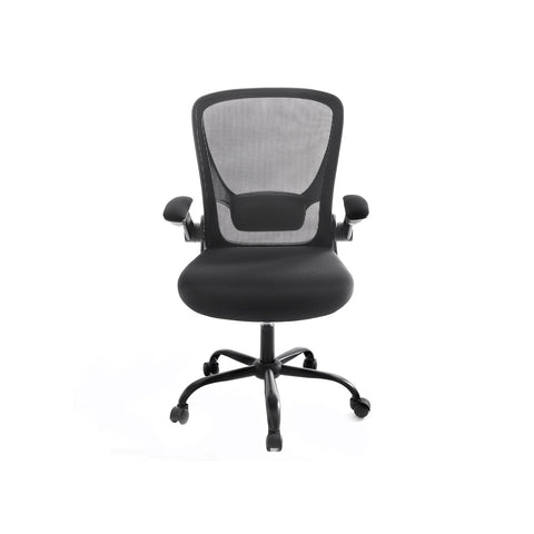 Rootz Mesh Office Chair - Desk Chair - Swivel Chair - Adjustable Lumbar Support - Fold-Up Armrests - Breathable Mesh - 66cm x 60cm x (99-107)cm