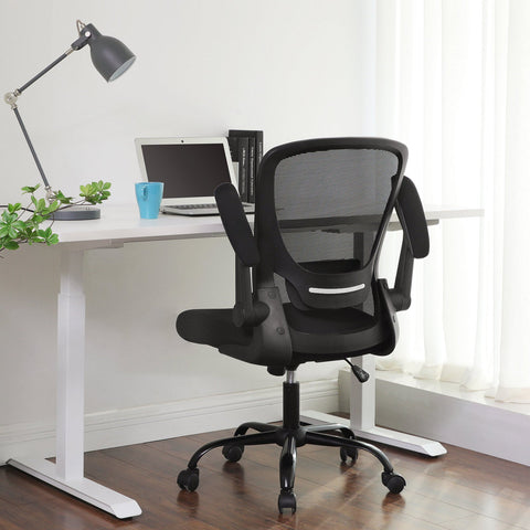 Rootz Mesh Office Chair - Desk Chair - Swivel Chair - Adjustable Lumbar Support - Fold-Up Armrests - Breathable Mesh - 66cm x 60cm x (99-107)cm