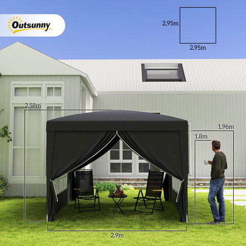 Rootz 3 x 3m Pavilion - Garden Tent - Marquee - UV Protection - 2.95m x 2.95m x 2.58m - Ideal for Celebrations & Camping