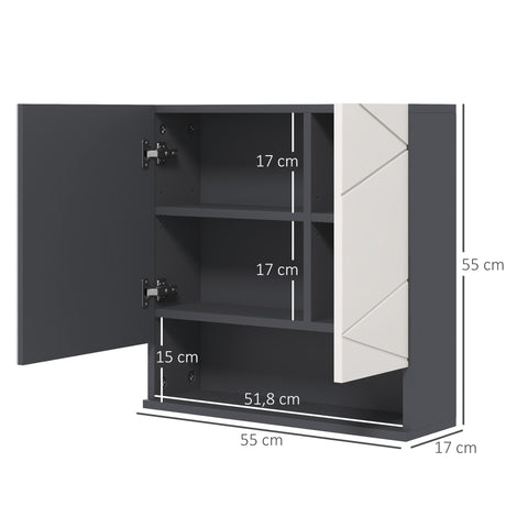Rootz Bathroom Cabinet - Mirror Door - Adjustable Shelves - Resilient Up to 15 kg - 55cm x 17cm x 55cm - White