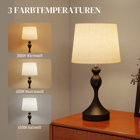 Rootz LED Table Lamp - Bedside Lamp - Modern Nightstand Light - USB A+C Charging - 3 Color Temperatures - 28x54cm - Black & White- Decluttered Charging