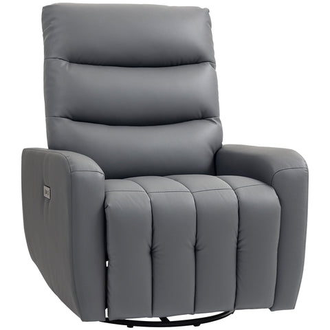 Rootz Relaxation Armchair - Upholstery Chair with Lying Function - Recliner - USB Ports - Grey - 79x89.5x104cm