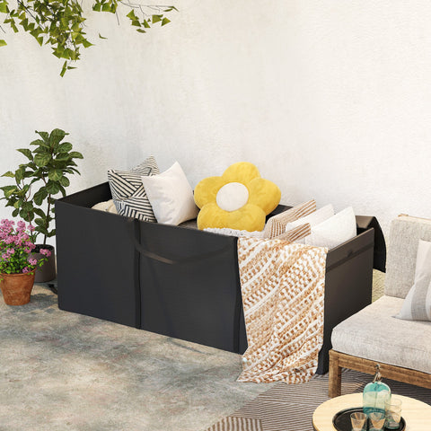 Rootz Garden Cushion Storage Bag - Protective Cover - Support Pocket - Waterproof & UV Protection - 200cm x 60cm x 75cm - Black