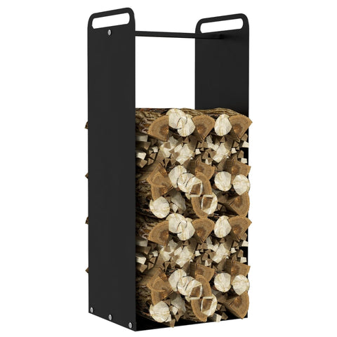 Rootz Black Firewood Rack - Log Holder - Wood Storage - Powder-Coated Steel Frame - Fireplace Organizer - 36cm x 30cm x 90cm