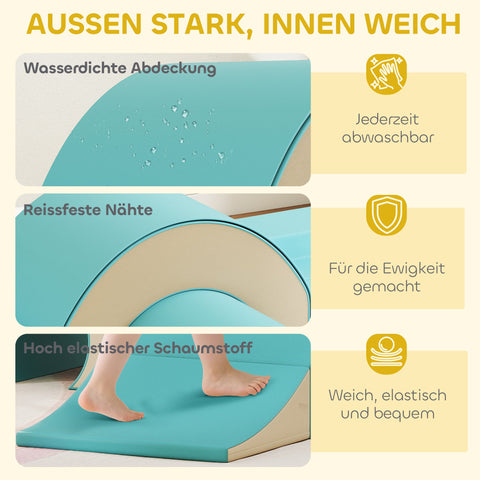 Rootz 5-Part Soft Module Set for Babies & Toddlers - Play Mats - Foam Blocks - Enhances Motor Skills - 181cm x 39cm x 44cm - Brown & Blue