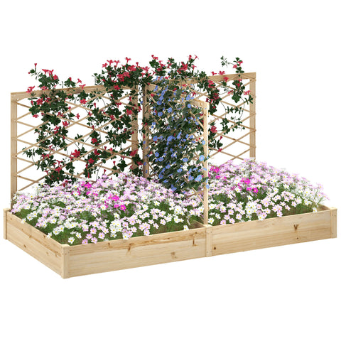 Rootz Jardinière Wooden Flower Box - Planter with Grids - Raised Garden Bed - Open-floor Design - 222cm x 114cm x 109cm