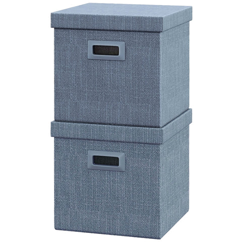 Rootz Storage Box Set - Collapsible Bins - Fabric Cubes - Removable Lid - Stackable Design - Imitation Linen - 30cm x 30cm x 29cm