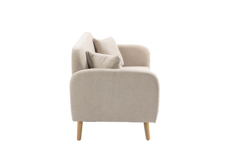 Rootz 2 Seater Sofa - Loveseat - Couch - Easy to Clean - 130cm x 70cm x 80cm, Cream Velvet, Rubberwood Legs
