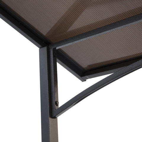 Rootz Barbecue Pavilion with Flame Protection Roof - BBQ Shelter - Outdoor Grill Gazebo - UV Protected - Rainproof - Double Roof Ventilation - 240cm x 150cm x 250cm - Steel & PC - Black + Brown