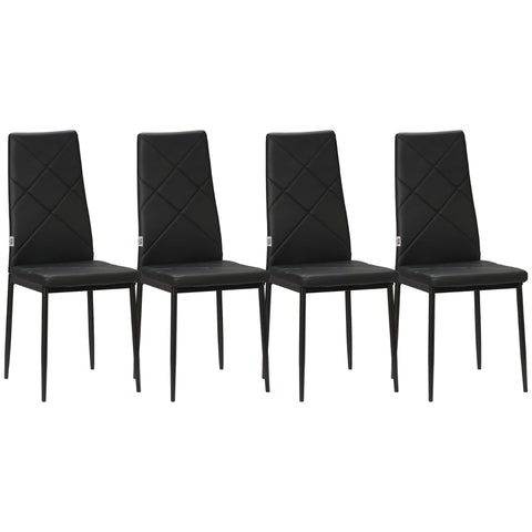 Rootz Set of 4 Dining Room Chairs - Kitchen Chairs - Modern Design - Optimal Support - Maximum Comfort - Durable and Robust - 41cm x 50cm x 97cm - Black