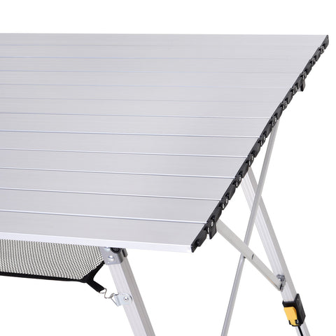 Rootz Picnic Folding Table - Height-Adjustable Camping Table - Portable Table - Aluminum - 120 x 70 x 58-73 cm - Includes Carrying Bag