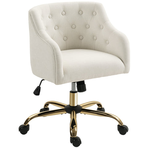 Rootz Upholstered Office Chair - Linen-Look Desk Chair - Height Adjustable - Comfort Seating - 54x52x73-81cm