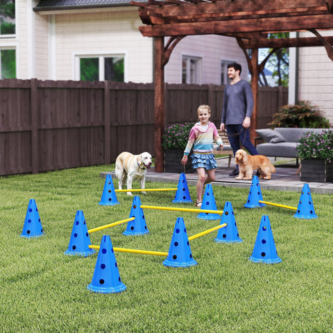 Rootz Dog Agility Set – 6-Piece Training Hurdle Kit – Obstacle Course, Exercise Set – Improves Coordination – Blue/Yellow – 80x22.5x30cm