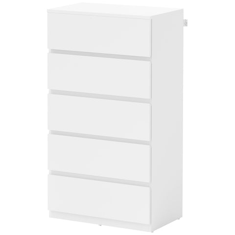 Rootz ATIDS Sideboard - Chest of Drawers - Storage Unit - 5 Drawers - Versatile White Design - 55cm x 34cm x 100cm