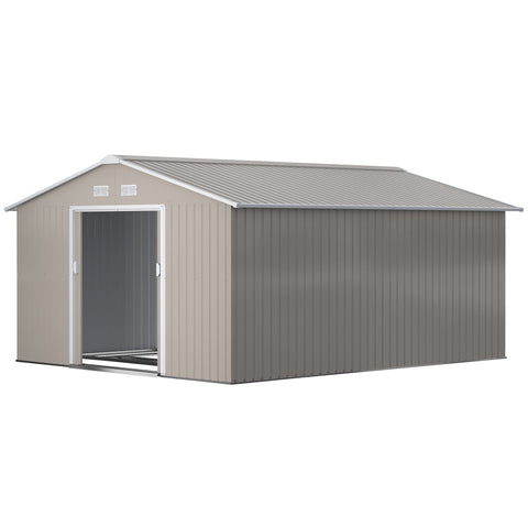 Rootz Tool Shed - Weatherproof Garden Shed - Outdoor Storage - Ventilated Steel Shed - 340cm x 386cm x 200cm