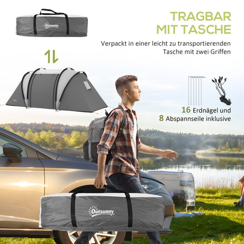 Rootz Camping Tent - Family Tent - Tunnel Tent - Water-Repellent - Easy Transport - 450cm x 220cm x 180cm