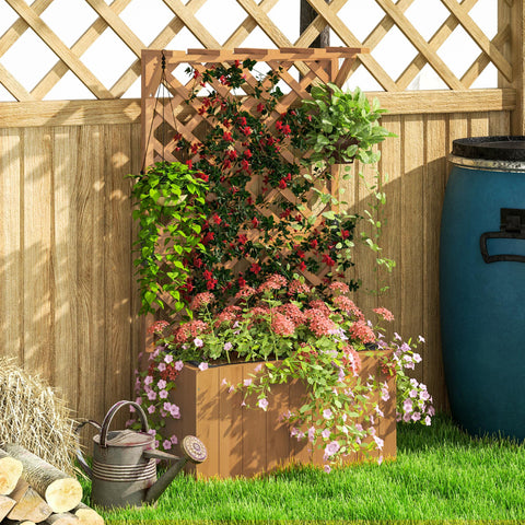 Rootz Hochbet Garden Trellis - Raised Bed - Plant Box - Weatherproof Wood - 64cm x 33cm x 122cm