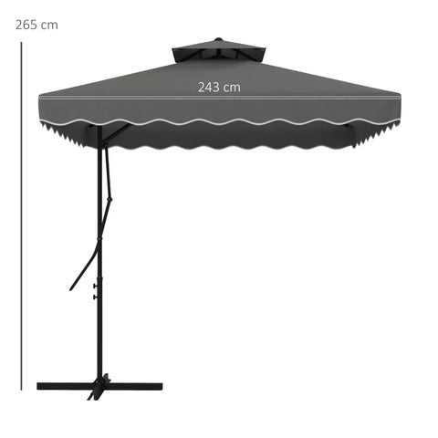 Rootz Hanging Umbrella - Garden Umbrella - Decorative Edge - Ventilation Canopy - Cantilever Umbrella - Weatherproof - Protective Cover - Sun Protection - Metal-polyester - Dark Gray - 2.4x2.4x2.6m