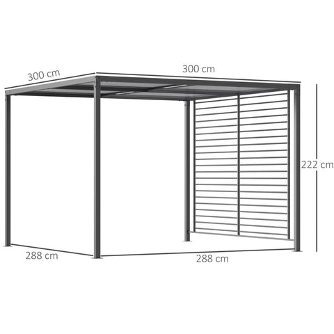 Rootz Pergola Garden Gazebo - Outdoor Pavilion - Sun Shelter - 4 Retractable Roof Panels - Lightweight Metal Frame - 300cm x 300cm x 222cm