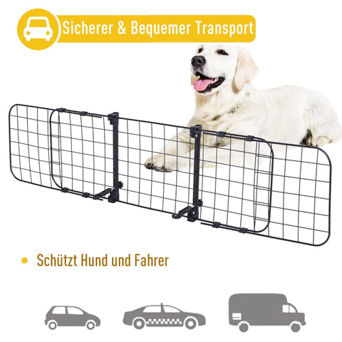 Rootz Dog Guard Car Trunk Grille - Pet Barrier - Adjustable Divider - Durable Metal - Safe Transport - Easy Assembly - (91-145) x 30 cm