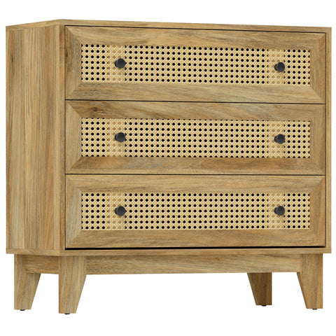 Rootz Chest of Drawers - Storage Furniture - Rattan Dresser - Brown - Elegant Design - 80 x 35 x 76 cm