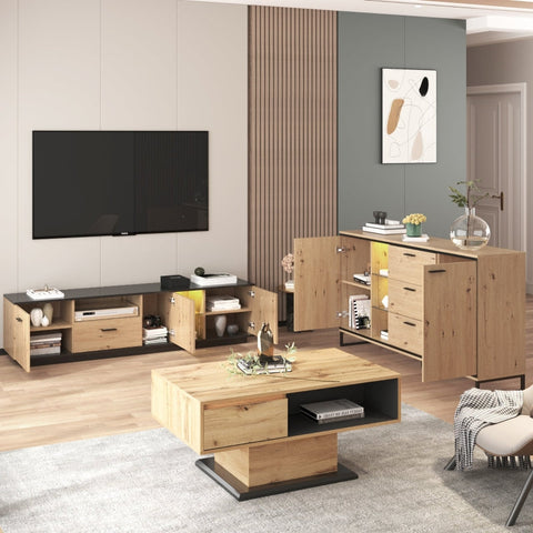 Rootz Modern Sideboard - Buffet Cabinet - Storage Console - Versatile Chipboard - 160cm x 40cm x 85cm