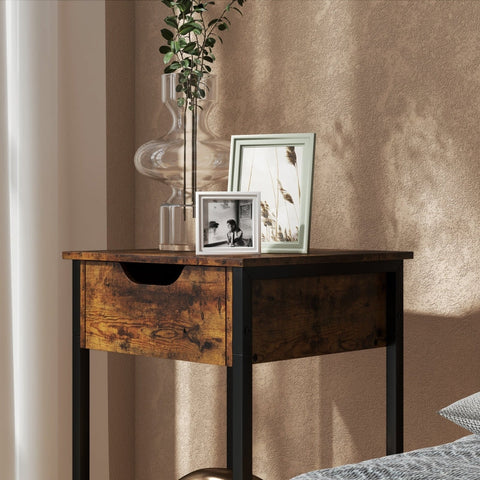Rootz Side Table - Bedside Table - Plant Stand - Industrial Charm - 40L x 40W x 68H cm