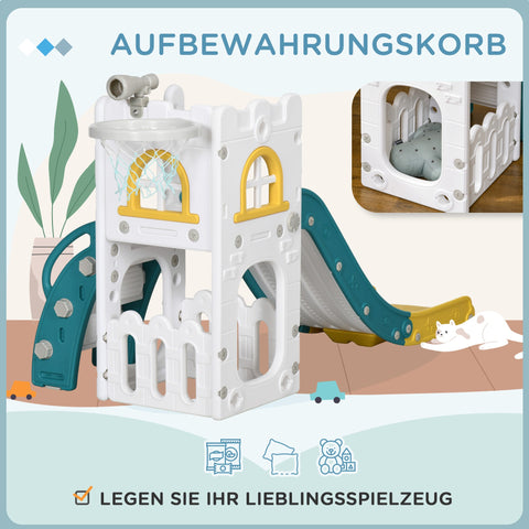 Rootz Children's Slide 4-in-1 - Toddler Slide - Playset with Basketball Basket & Telescope - Safe & Multifunctional - 70cm x 177cm x 92cm