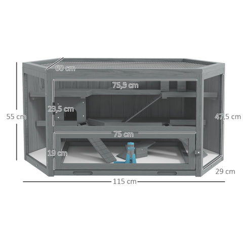 Rootz 3 Level Hamster Cage - Small Animal Home - Multi-Tier Enclosure - Optimal Ventilation - 115cm x 60cm x 55cm