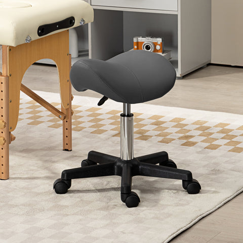 Rootz Grey Roll Stool - Saddle Seat - Height Adjustable Chair - Ergonomic Seating - 48 x 47 x 45-59 cm