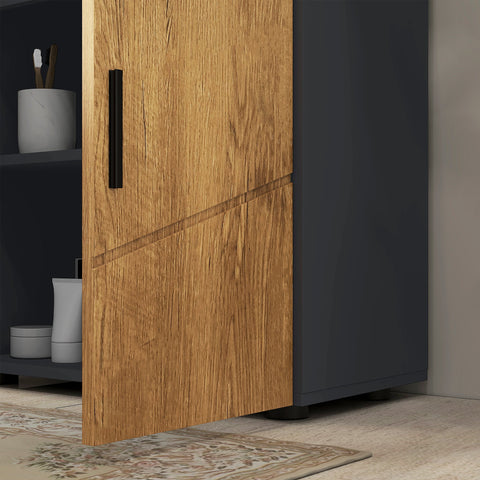 Rootz 2 Door Vanity Unit - Bathroom Cabinet - Storage Cupboard - MDF & Chipboard Durability - 60cm x 30cm x 60cm - Brown- Grey