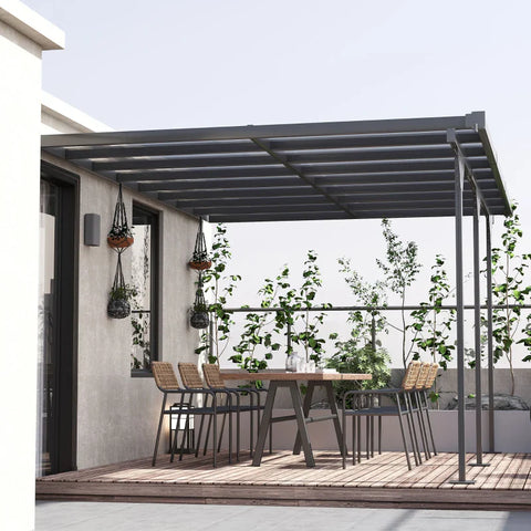 Rootz Pergola Gazebo - Garden Pavilion Canopy Tent - Height Adjustable - Sun Protection - Aluminum - Gray - 435L x 302B cm