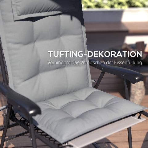 Rootz 2 Piece Sun Lounger Edition - Garden Lounger Pads - Upholstered Cushions - Water-Repellent - 50cm x 116cm x 5cm, Grey